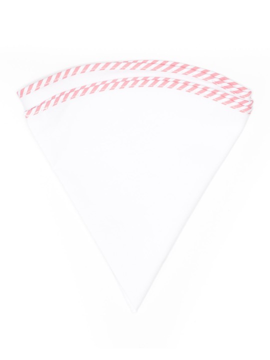 White Linen/Pink/White Stripe Trim Linen Pocket Circle